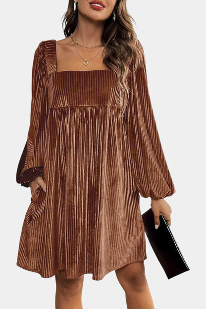 Pleated Velvet Midi Robe by Adrenia