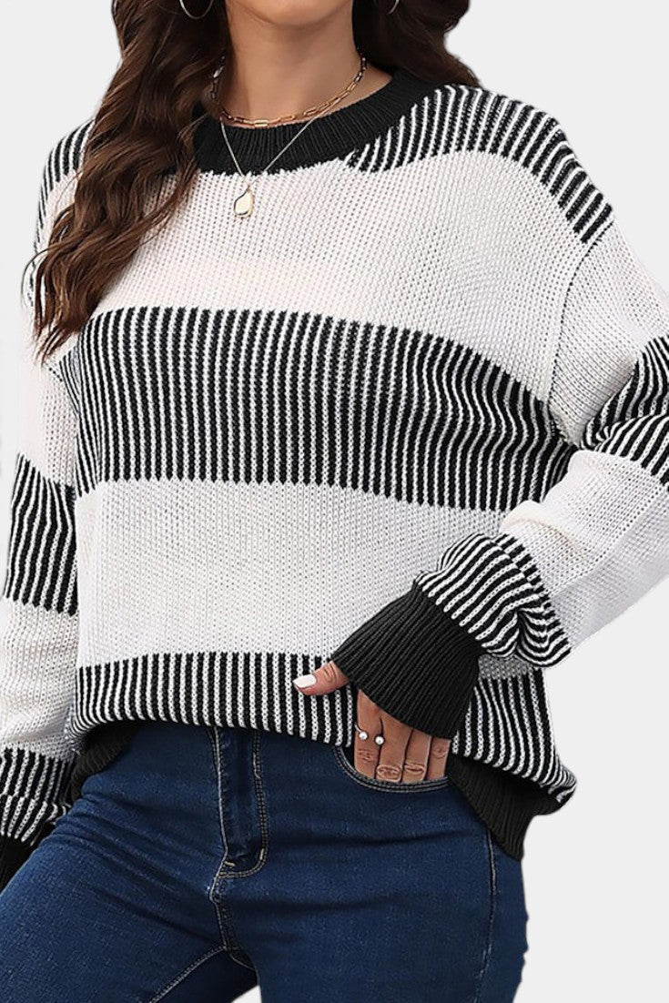 Mirna Extra-Large Striped Knit Sweater