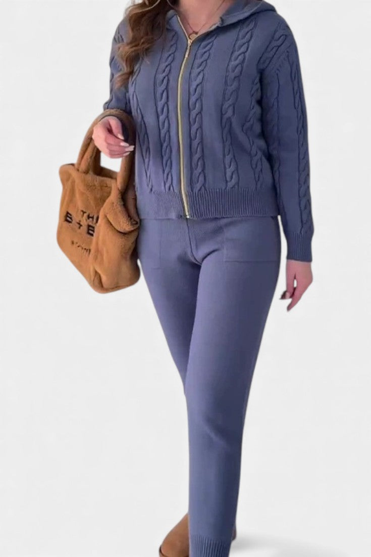 Perdita™ - Cardigan & Twisted Jacquard Sweater Set - Casual Style
