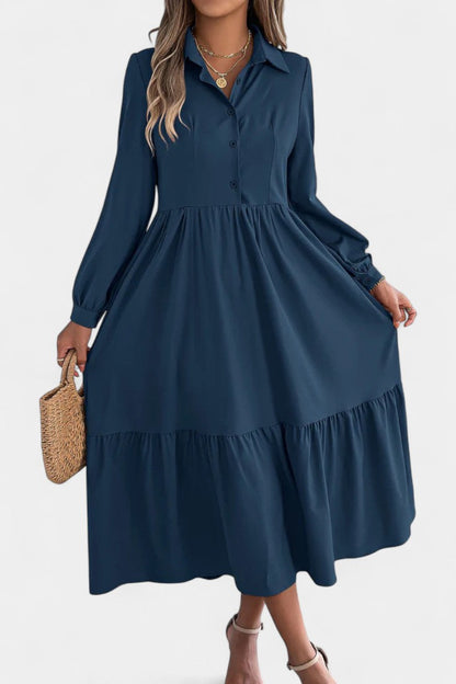 Long Sleeve Tiered Shirt Dress by Jessica Long