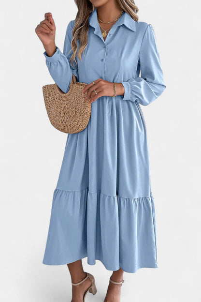 Long Sleeve Tiered Shirt Dress by Jessica Long