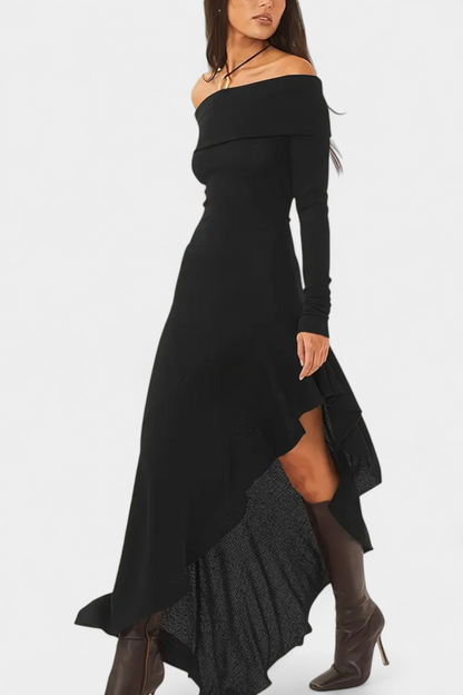 Asymmetrical Hem One-Shoulder Fitted Dress - Recife