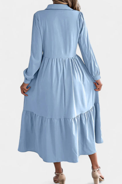 Long Sleeve Tiered Shirt Dress by Jessica Long