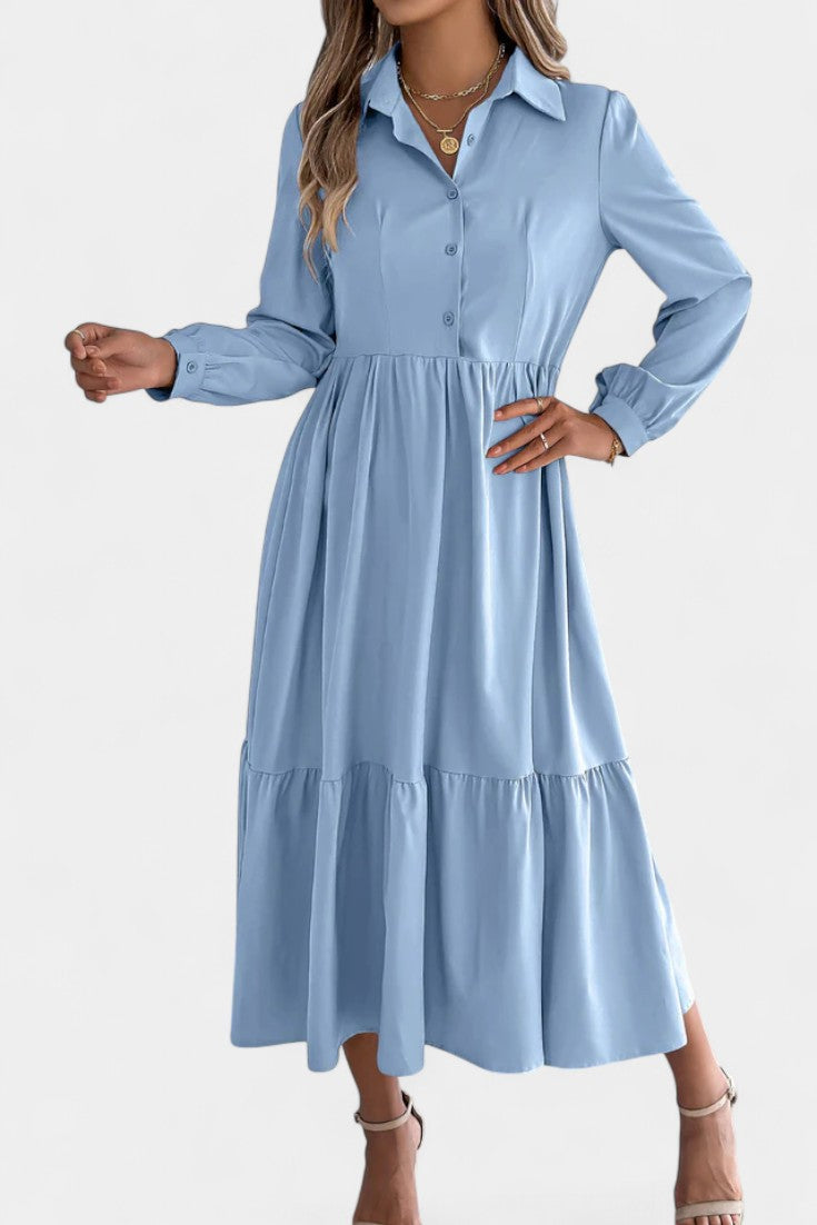 Long Sleeve Tiered Shirt Dress by Jessica Long