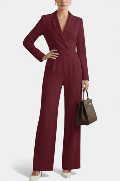 Ximena™ - High-Waisted Long Sleeve Jumpsuit Featuring Pockets