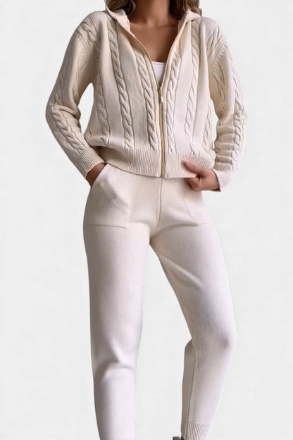 Perdita™ - Cardigan & Twisted Jacquard Sweater Set - Casual Style
