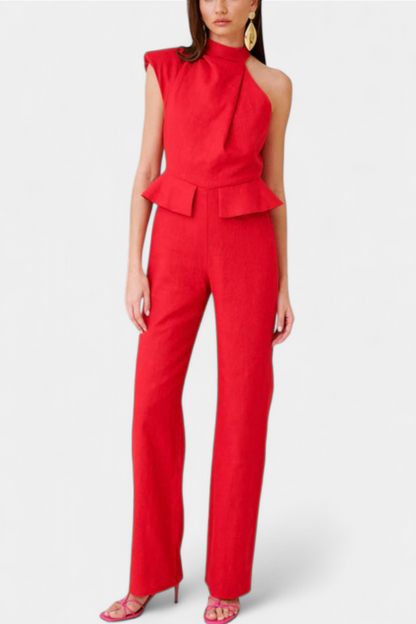 Nerida™ -  Asymmetrical Linen-Cotton Jumpsuit