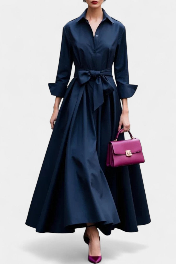 Lioren Twill Shirt Dress with Waist Tie