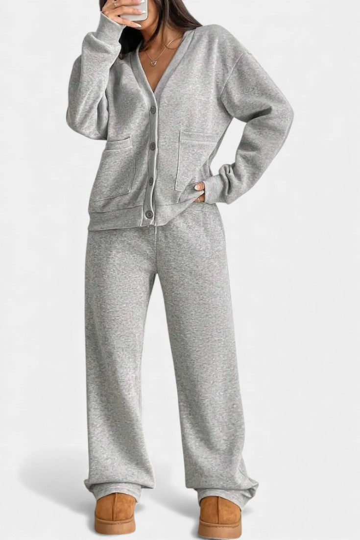Vellina™ - Cozy Cardigan Jacket & Wide-Leg Pants Set
