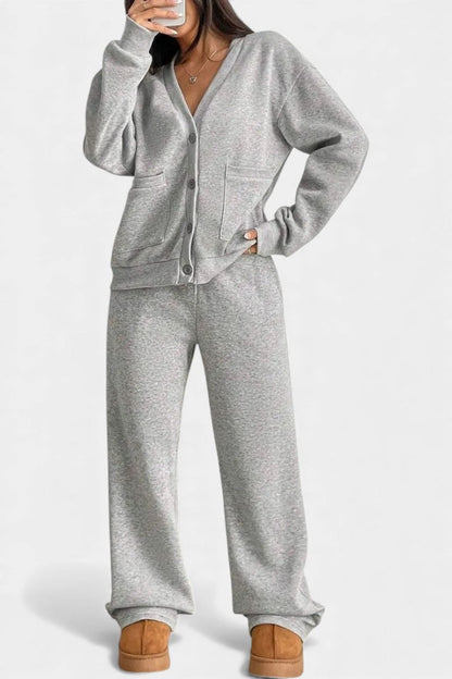 Vellina™ - Cozy Cardigan Jacket & Wide-Leg Pants Set