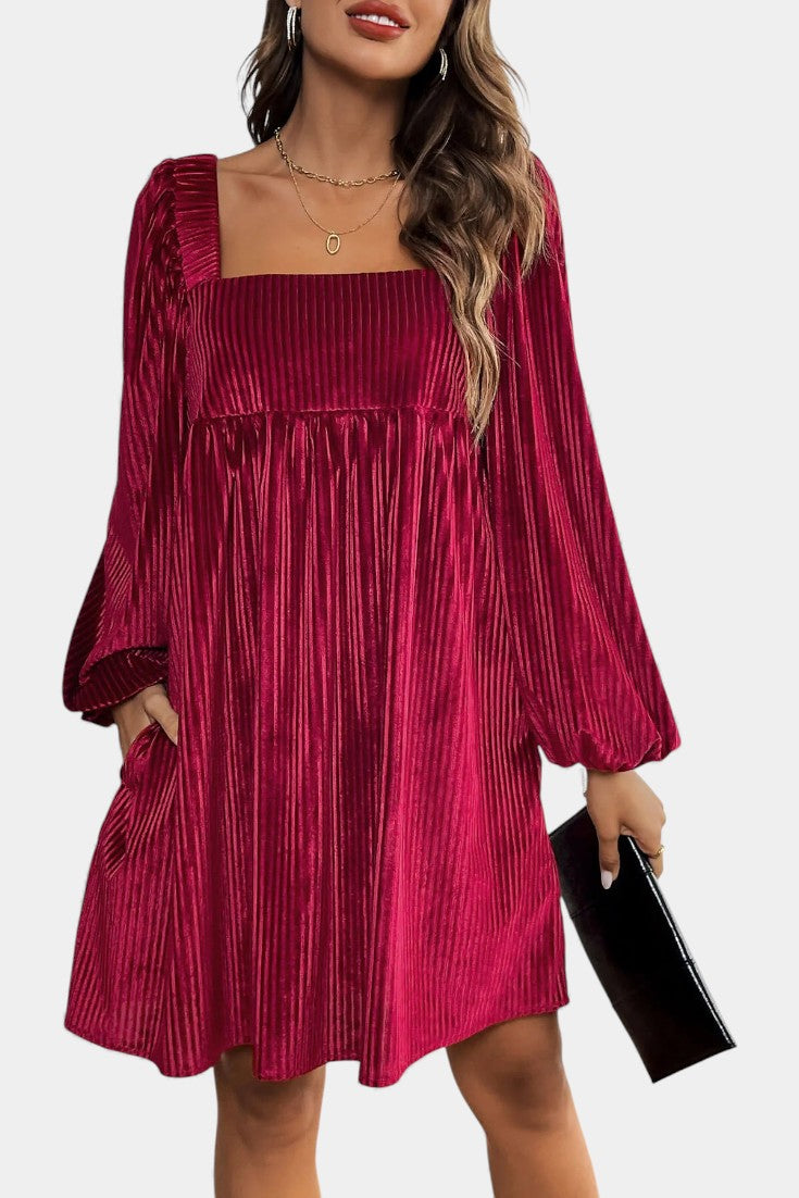 Pleated Velvet Midi Robe by Adrenia