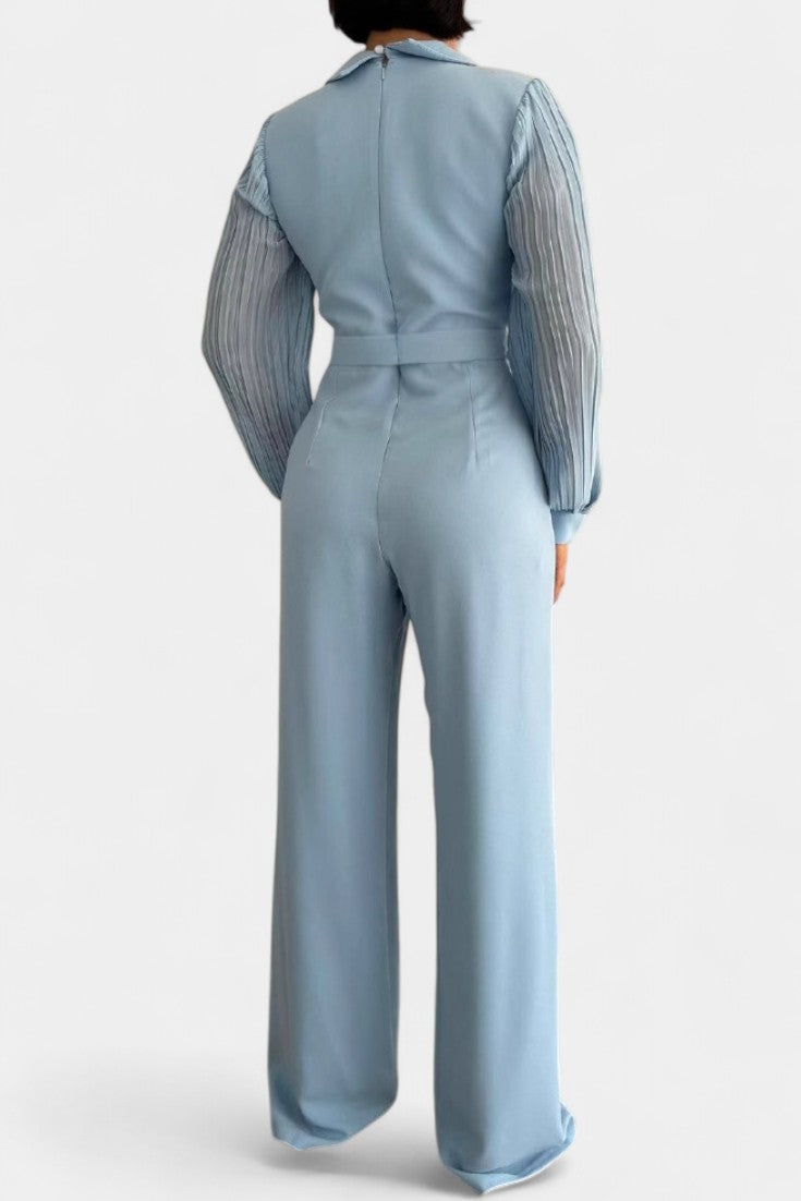 Dénéa™ - Elegant Jumpsuit with Tailored Collar and Ruffled Accents