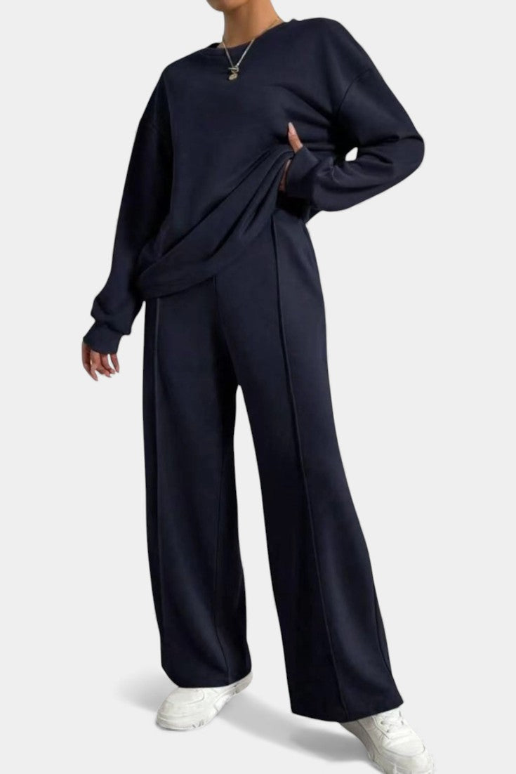 Tiara™ - Relaxed Fit Sweatshirt & High-Waisted Trousers Set