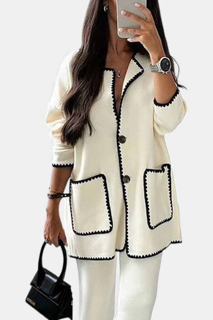 Xandra™ - Two-Piece Ensemble: Trimmed Jacket and Casual Pants