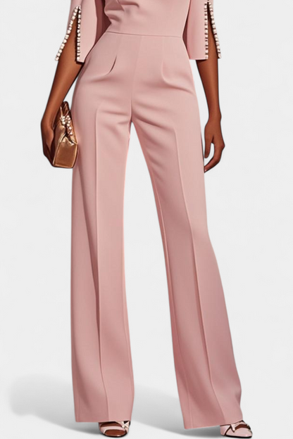 Chic™ - Three-Quarter Sleeve Jumpsuit with Pearl Accents
