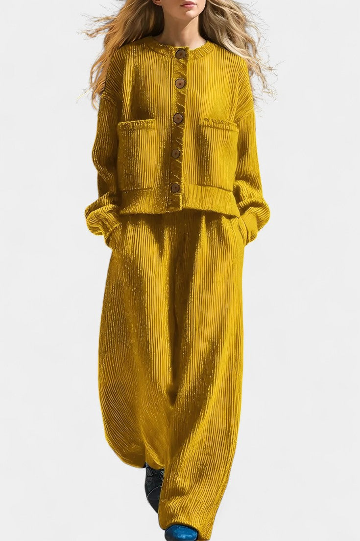 Magali™ - Knit Cardigan & Wide-Leg Pants Ensemble