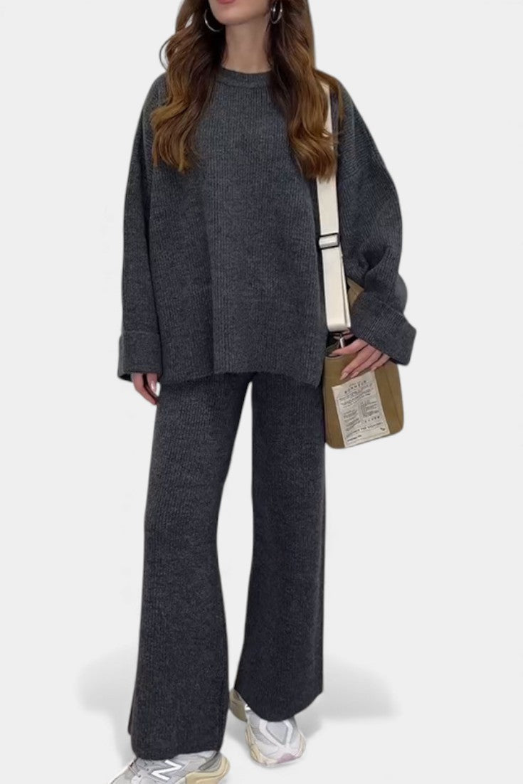 Quirina™ - Relaxed Ensemble with Round Neckline and Flowing Pants