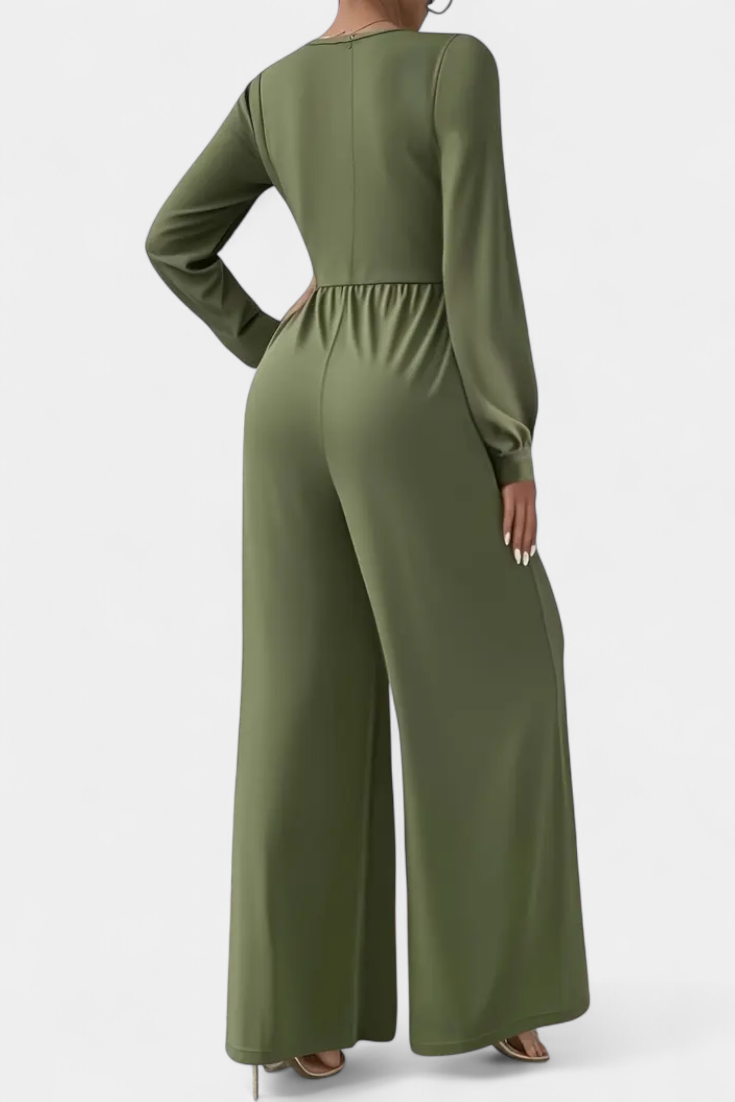Eudora™ - Chic V-Neck Tailored Jumpsuit