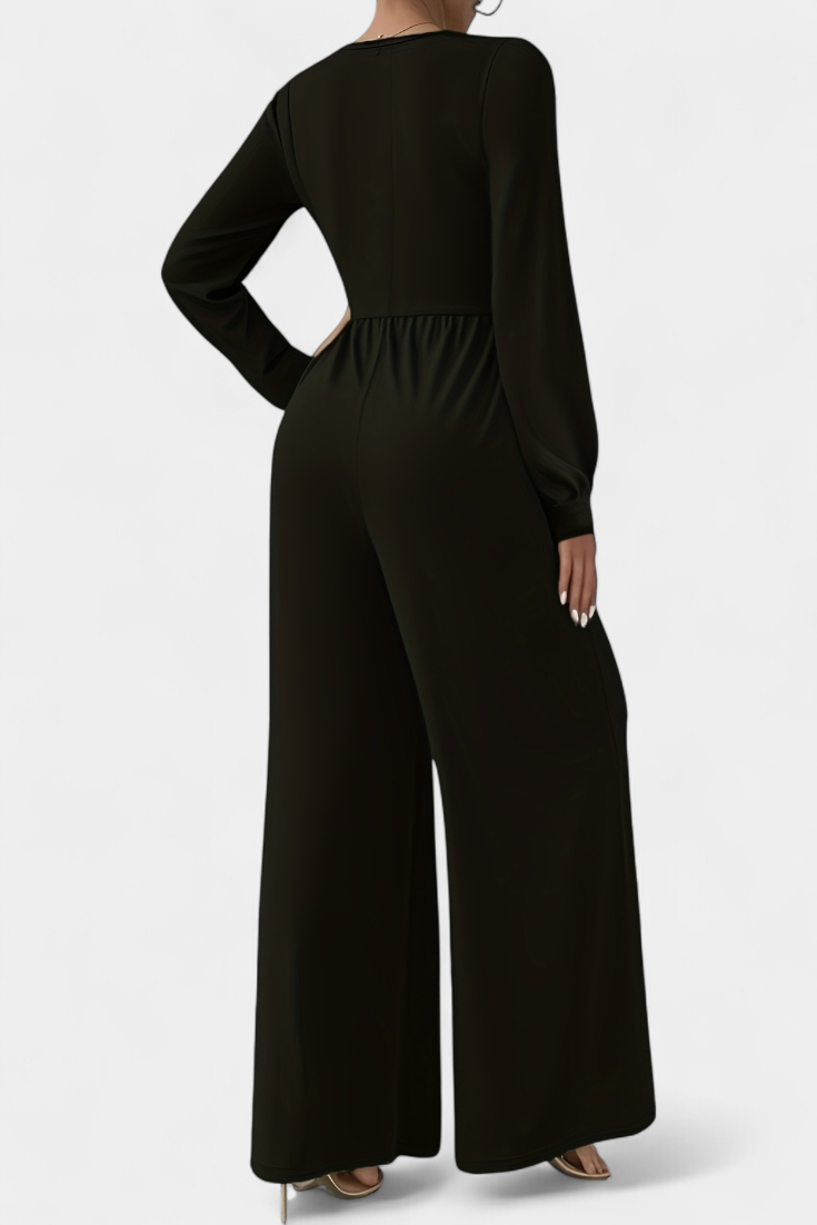 Eudora™ - Chic V-Neck Tailored Jumpsuit
