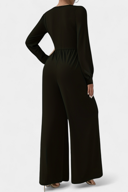 Eudora™ - Chic V-Neck Tailored Jumpsuit