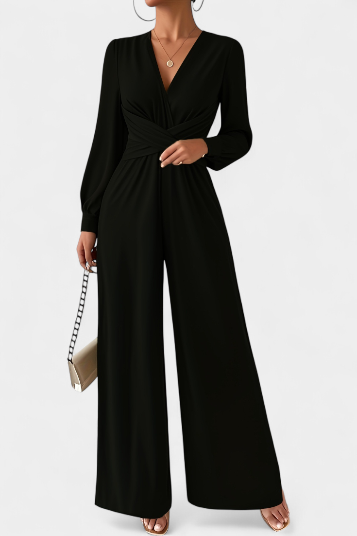 Eudora™ - Chic V-Neck Tailored Jumpsuit