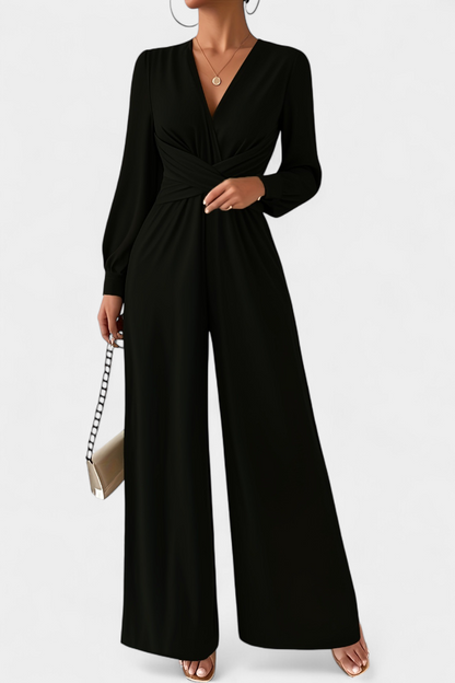 Eudora™ - Chic V-Neck Tailored Jumpsuit