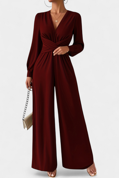 Eudora™ - Chic V-Neck Tailored Jumpsuit