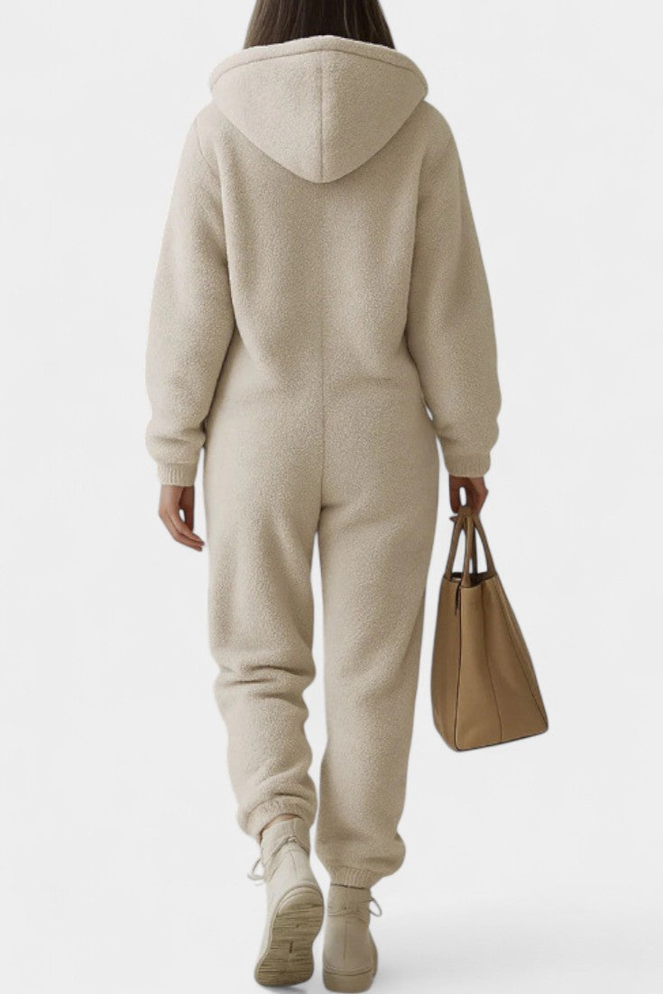 Noelle™ - Zip-Up Hooded Plush Jumpsuit