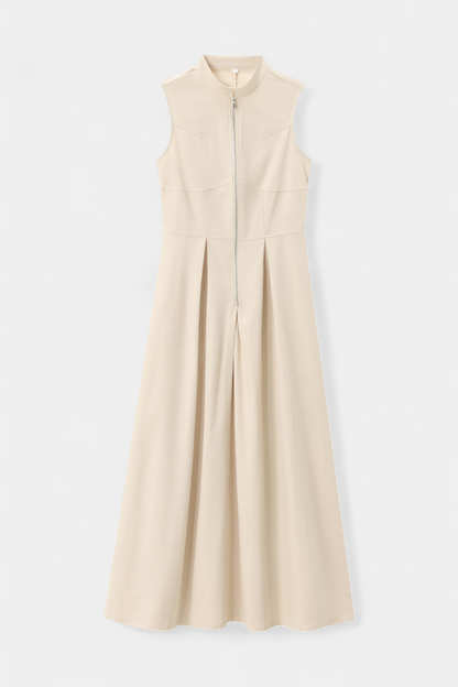 Blanca™ - Pleated Wide Leg Jumpsuit with Round Neck
