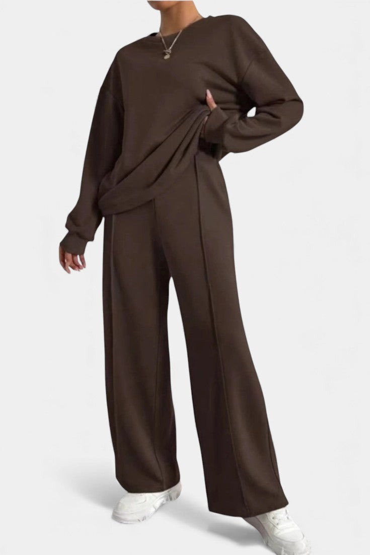 Tiara™ - Relaxed Fit Sweatshirt & High-Waisted Trousers Set