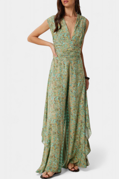 Leandra™ -  Floral Wrap Jumpsuit with Open Back Design