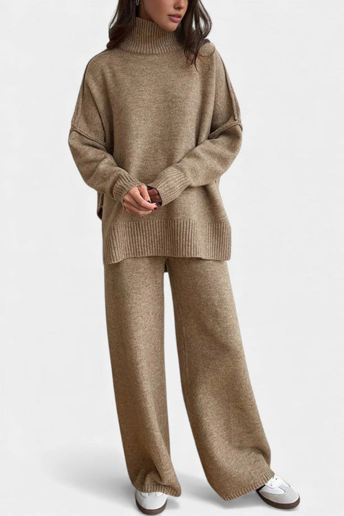 Xylia™ - Knit Set with Turtleneck and Wide-Leg Trousers