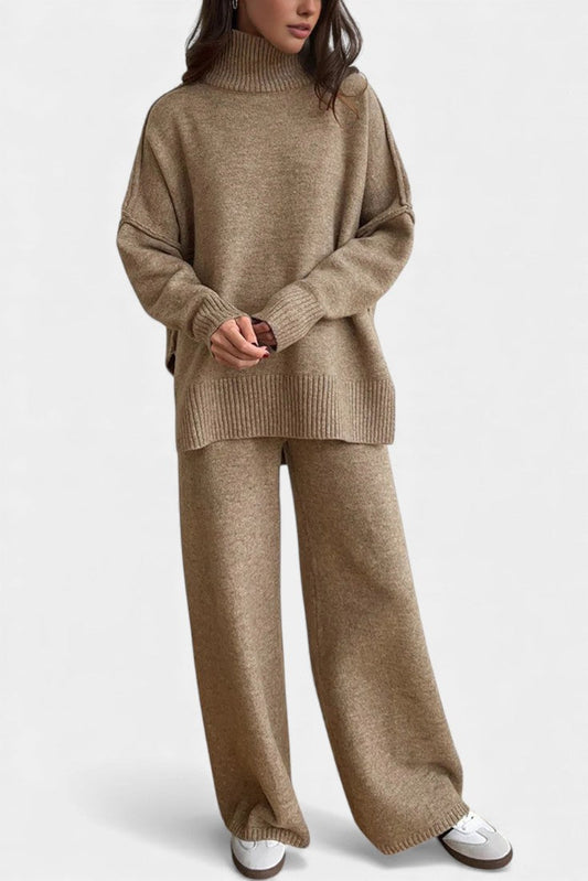 Xylia™ - Knit Set with Turtleneck and Wide-Leg Trousers