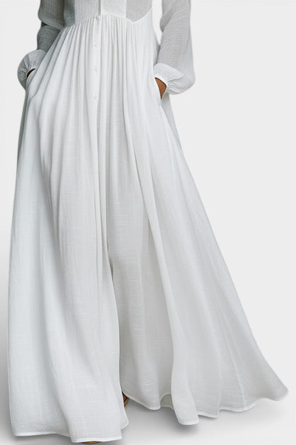 Marilou Long Minimalist Cotton Dress with Textured Finish