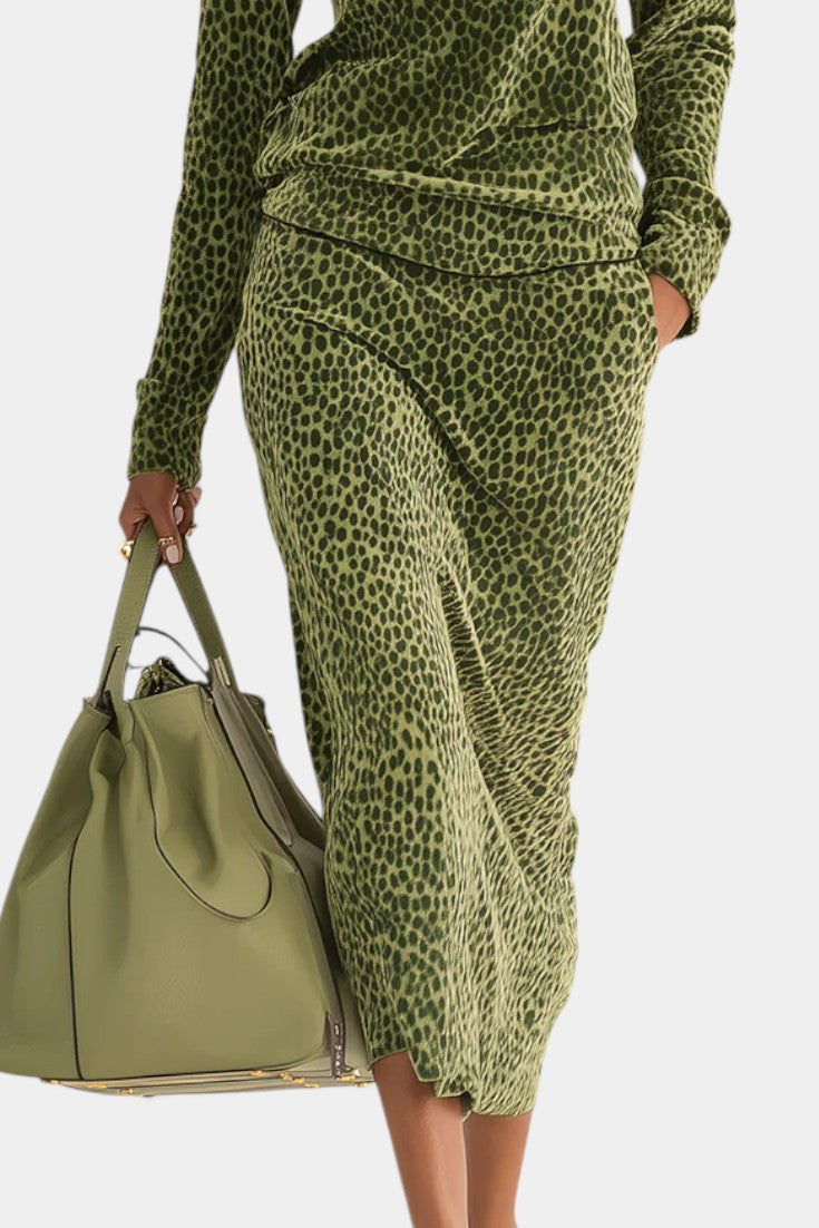 Avdotya™ - Retro Leopard High Collar Ensemble