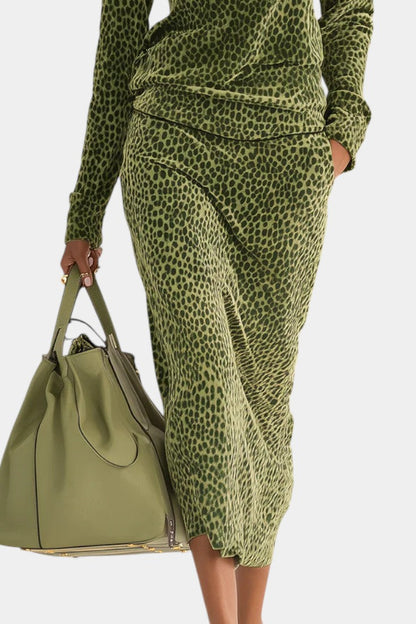 Avdotya™ - Retro Leopard High Collar Ensemble