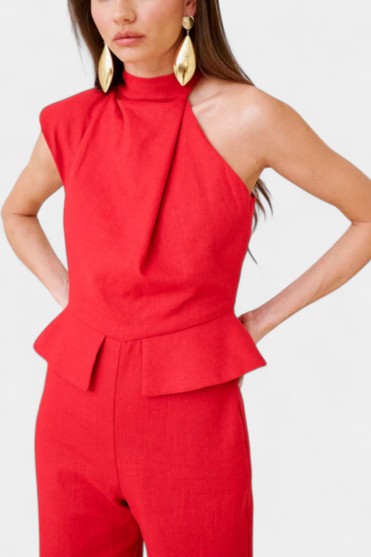 Nerida™ -  Asymmetrical Linen-Cotton Jumpsuit