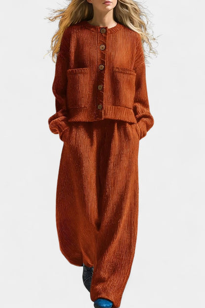 Magali™ - Knit Cardigan & Wide-Leg Pants Ensemble