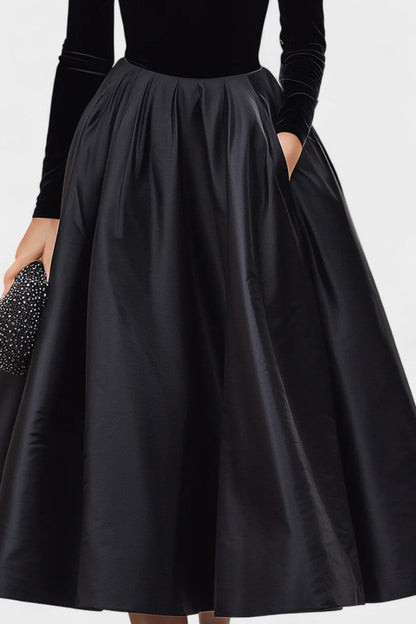 Two-Tone Velvet and Satin Mahaut Midi Dress