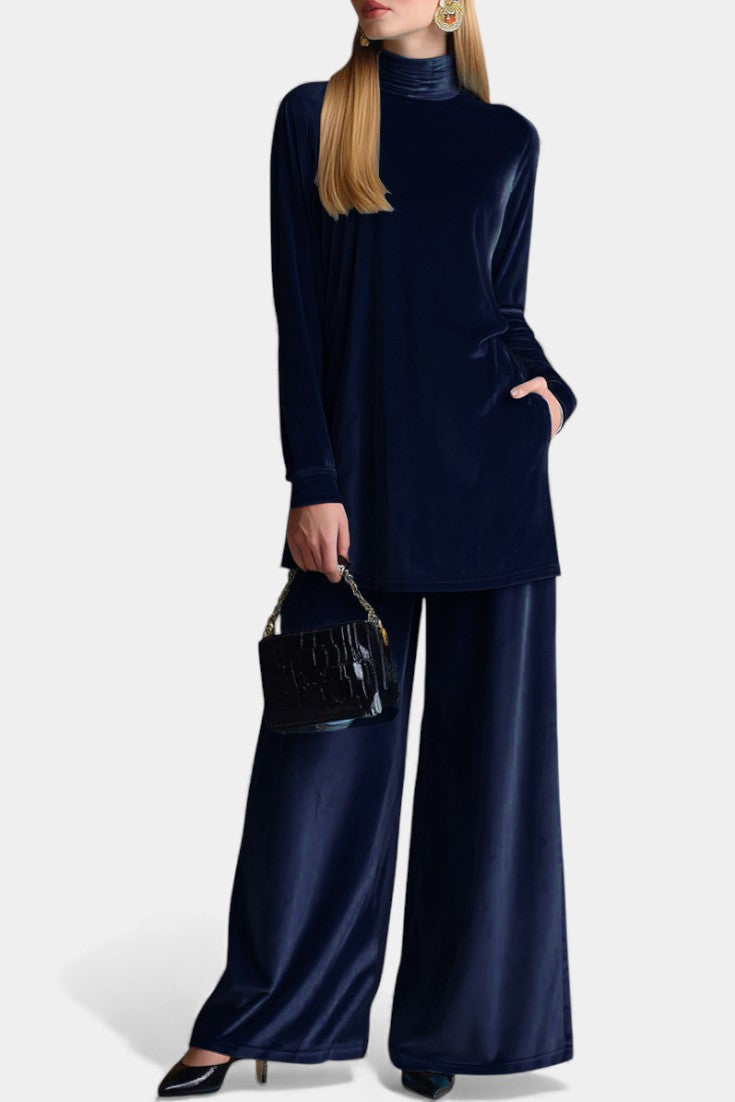 Tifenn™ - Velvet High-Top Sneakers and Split Pants with High Collar
