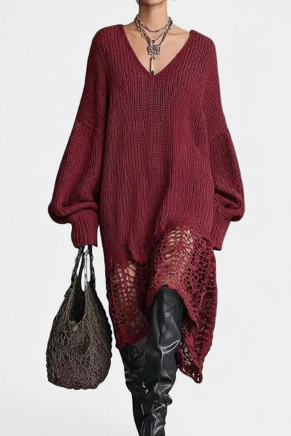 Deep Green Brigitte Long Textured Knit Dress