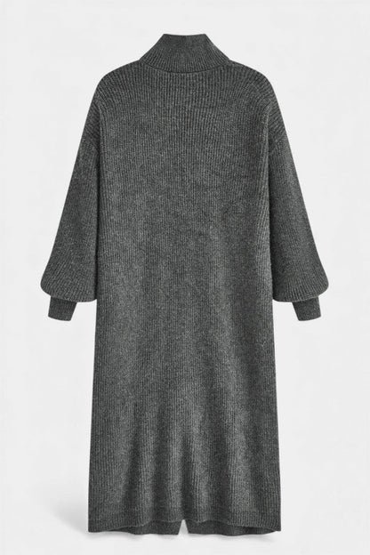 Clarisse Long Knit Coat Featuring a Cozy Turtleneck and Button Closure