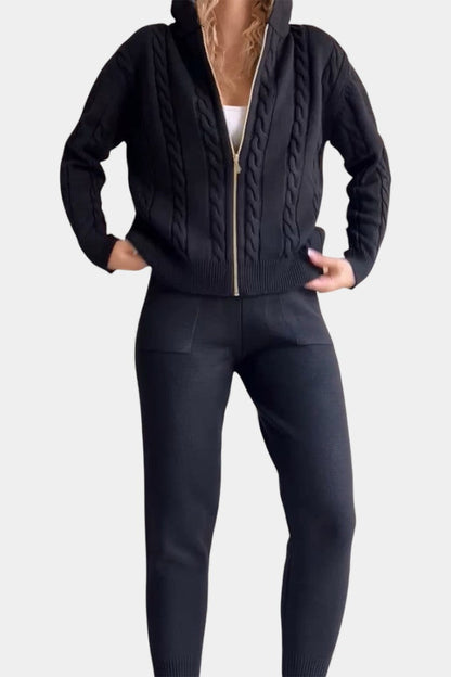 Perdita™ - Cardigan & Twisted Jacquard Sweater Set - Casual Style