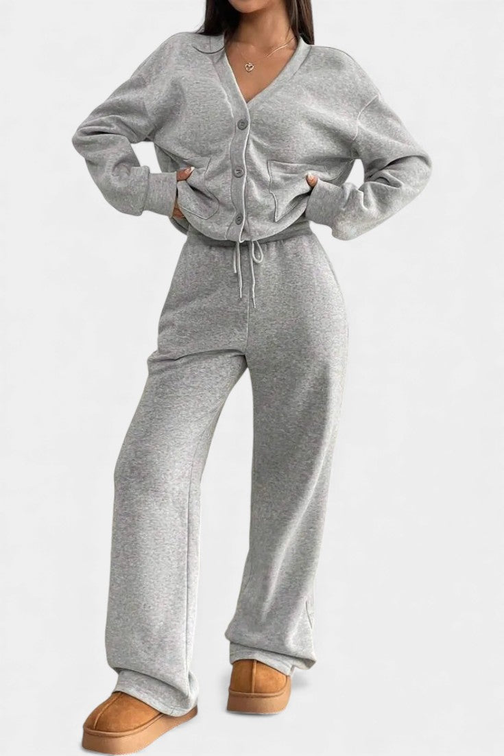 Vellina™ - Cozy Cardigan Jacket & Wide-Leg Pants Set