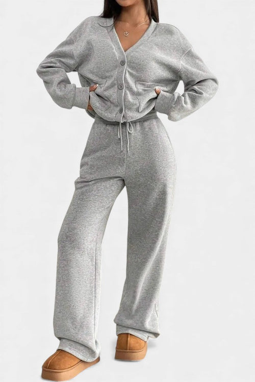 Vellina™ - Cozy Cardigan Jacket & Wide-Leg Pants Set