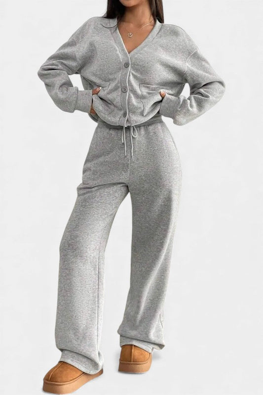 Vellina™ - Cozy Cardigan Jacket & Wide-Leg Pants Set