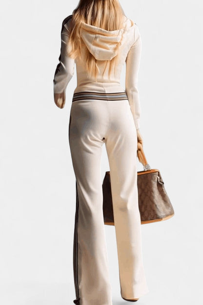 Angélise™ - Contrast Striped Hooded Knitted Jumpsuit