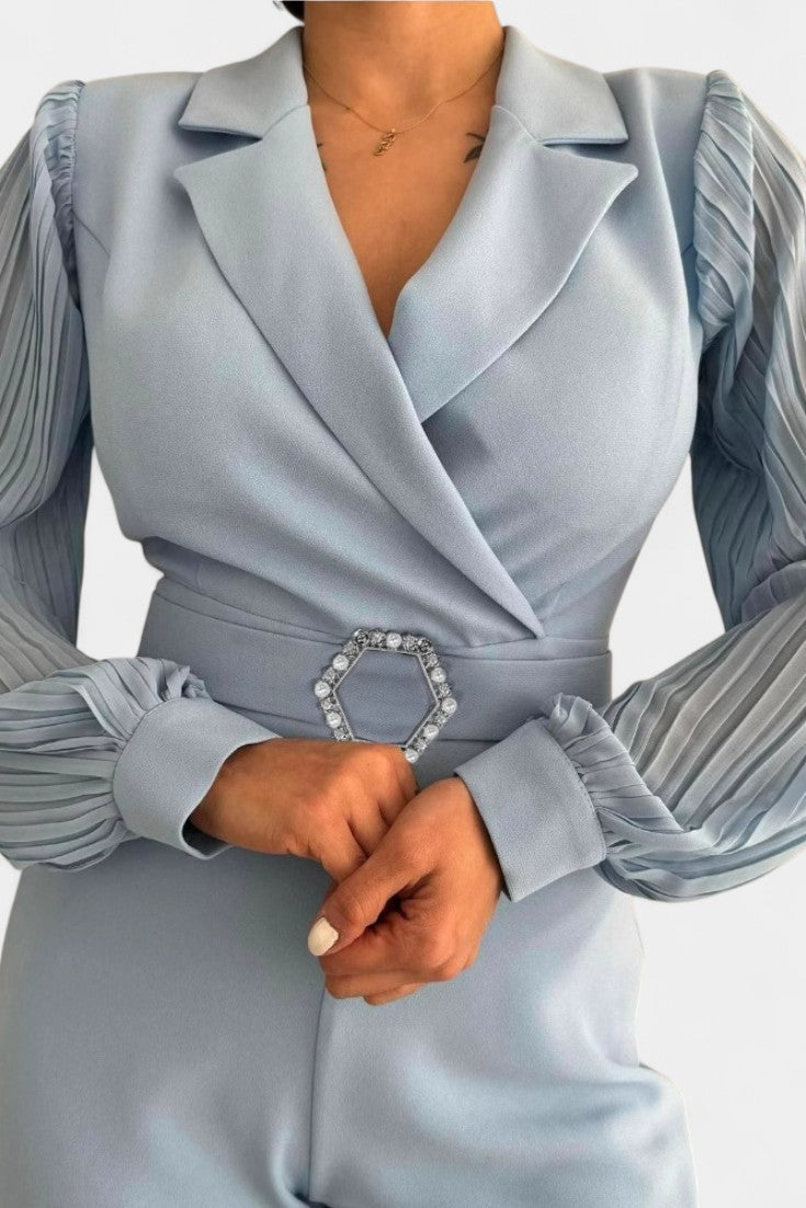 Dénéa™ - Elegant Jumpsuit with Tailored Collar and Ruffled Accents