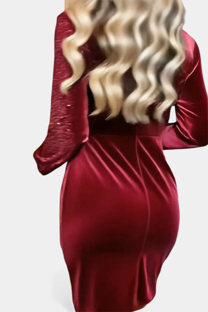 Taisila Crossed Neckline Sparkling Velvet Dress