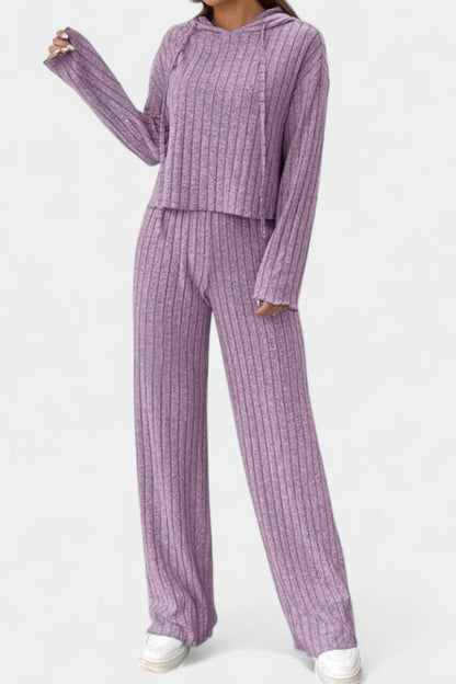 Federica™ - Striped Knit Hoodie and Pants Set
